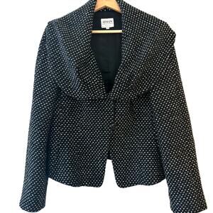Armani Collezioni Grey / Black Tweed Shawl Collar Jacket Vintage Sz. 12